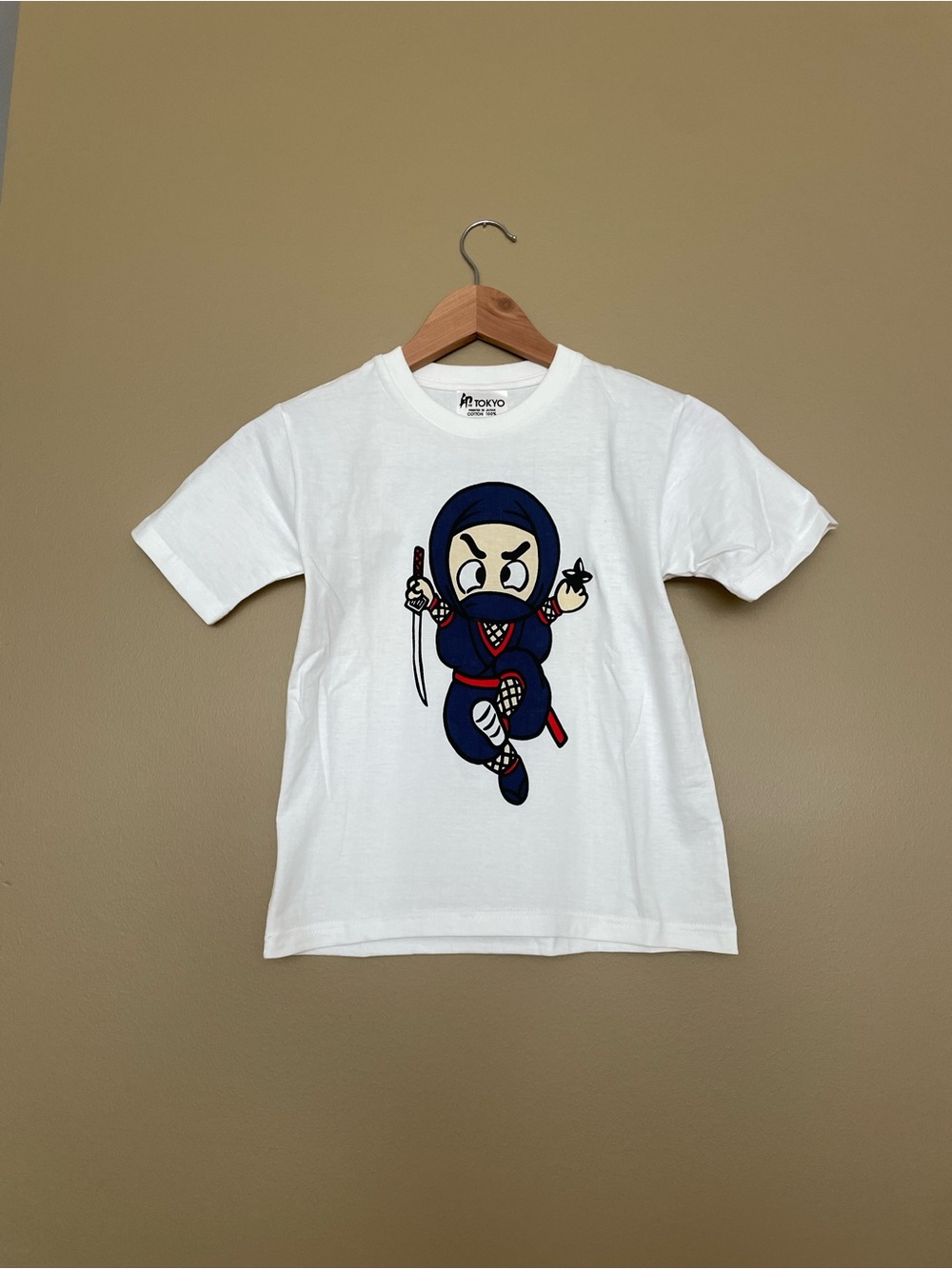 XXS White & Navy Ninja Graphic Tee